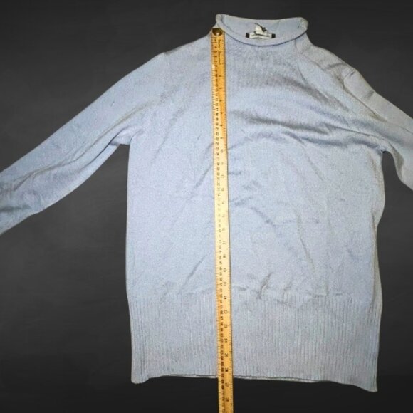 French Connection Knit Turtleneck Sweater Super Soft Ribbed Trim Light Blue W XL - Picture 5 of 7